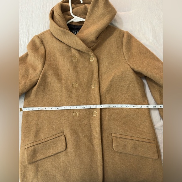 Wraparound Zara collar coat, camel color, size M - Picture 5 of 7